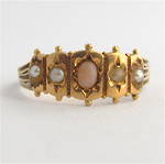 18ct yellow gold antique coral and pearl dress ring
