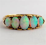 18ct yellow gold 5 stone opal ring