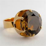 14ct yellow gold smokey quartz ring