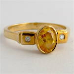 9ct yellow gold citrine and diamond ring