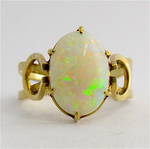 9ct yellow gold solid opal ring