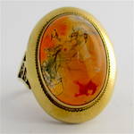 14ct yellow gold vintage large agate set ring