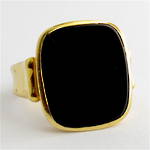 18ct yellow gold unisex square onyx ring