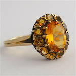 9ct yellow gold vintage citrine cluster ring