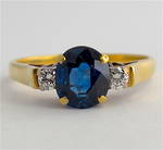 18ct yellow and white gold natural blue sapphire and diamond ring
