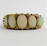 9ct yellow gold vintage opal and diamond ring