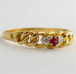 18ct yellow gold vintage ruby and diamond set ring
