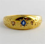 18ct yellow gold sapphire and diamond set vintage style ring