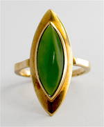 9ct yellow gold vintage marquise cut greenstone ring