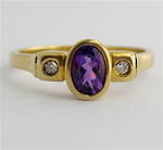 9ct yellow gold amethyst and diamond set dress ring