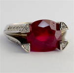 18ct white gold ruby and diamond set ring