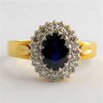 18ct yellow/white gold and platinum sapphire and diamond cluster ring