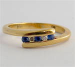 9ct yellow gold sapphire and diamond set ring
