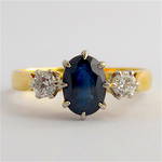 18ct yellow gold and platinum sapphire and diamond set dress ring