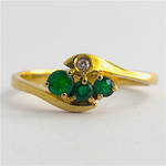 9ct yellow gold natural emerald and diamond set ring