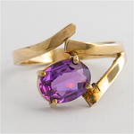 9ct yellow gold amethyst set ring