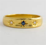 18ct yellow gold diamond and sapphire set band