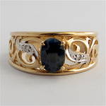 9ct yellow & white gold sapphire ring