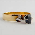 9ct yellow gold sapphire and diamond set vintage ring