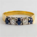18ct yellow gold sapphire and diamond dress ring