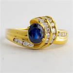 18ct yellow gold diamond and sapphire set fancy ring