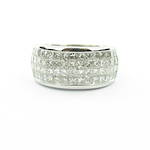 18ct white gold four row multi diamond set ring