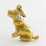 9ct yellow & white gold cubic zirconia dog charm