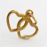 9ct yellow gold Double heart charm