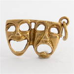 9ct yellow gold Sad and happy face mask charm