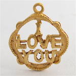 9ct yellow gold I Love You charm