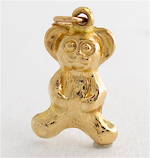 9ct yellow gold teddy bear charm
