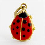 9ct yellow gold and enamel ladybug charm