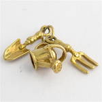 9ct yellow gold gardening tools charm