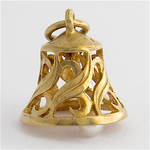 9ct yellow gold and pearl bell charm