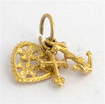 9ct yellow gold filigree faith, hope and charity charm
