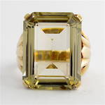9ct yellow gold large smokey quartz dress ring