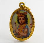 18ct yellow gold Indian enamelled charm