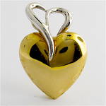 9ct yellow & white gold puffy heart charm