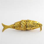 9ct yellow gold articulated fish charm
