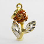 18ct tri-gold rose charm