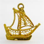 21ct yellow gold filigree sailing boat charm