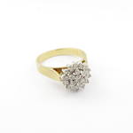 18ct yellow and white gold flower style diamond cluster ring