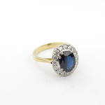 18ct yellow and white gold sapphire and diamond set cluster ring