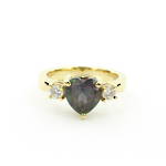 18ct yellow gold heart shaped mystic topaz and CZ ring