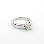 14ct white gold princess cut diamond solitaire ring with diamond undersetting