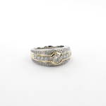 18ct yellow and white gold triple row multi diamond set ring
