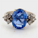 18ct white gold ceylon sapphire and diamond set ring