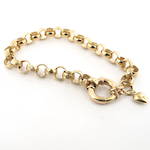 9ct yellow gold alternating smooth/engraved belcher link bracelet