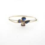 14ct yellow gold solid opal flower style hinged bracelet