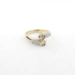 14ct yellow and white gold crossover diamond set ring
